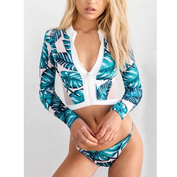 🍍Two Piece Swim Suit / Zippered Front Wetsuit Top - Picture 1 of 12